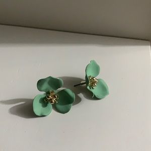 Green Flower Earrings
